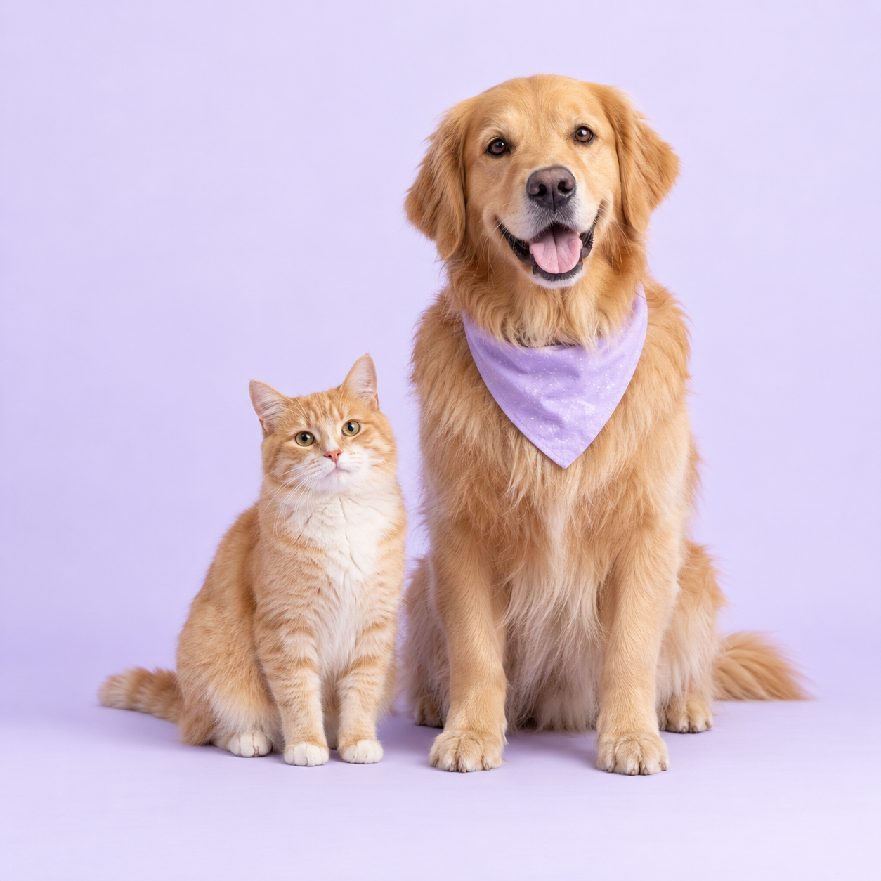 Un perro golden retriever y un gato, juntos en el mundo Mimo